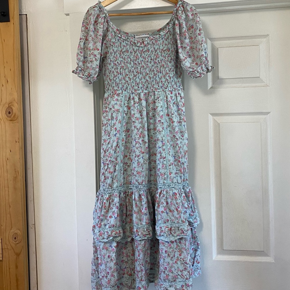 LoveShackFancy x Target Celeste Blue Floral Smocked Midi Dress
